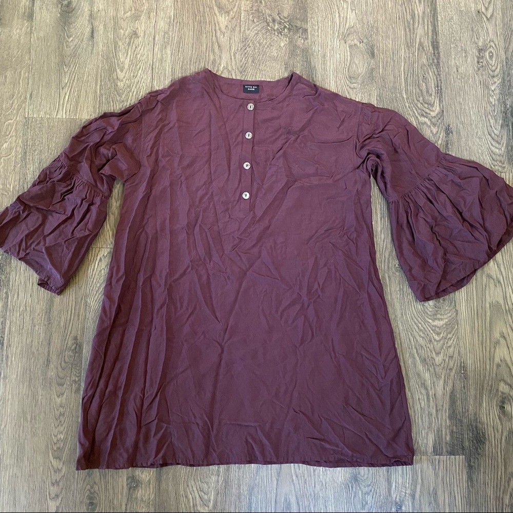 Bitte Kai Rand burgundy dress, wide sleeves, 100% viscose.  Size M